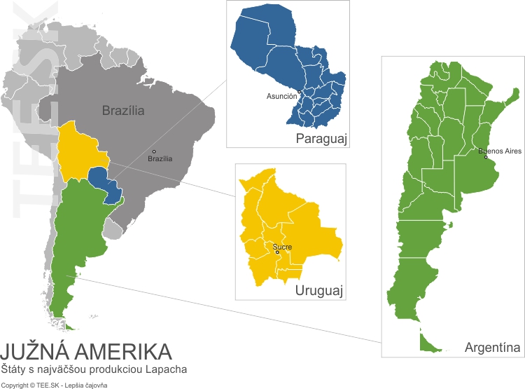 Mapa produkcie Lapcha, Južná Amerika, Paraguaj, Bolívia, Argentina, Brazília TEE.SK