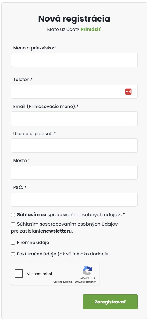 Registrácia krok 2 TEE.SK
