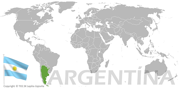 Argentína na mape sveta TEE.SK