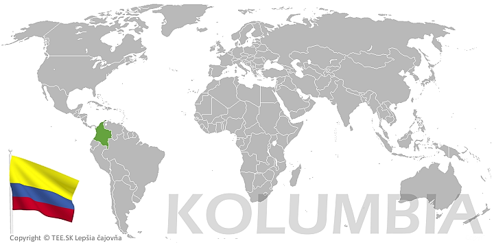Kolumbia na mape sveta TEE.SK