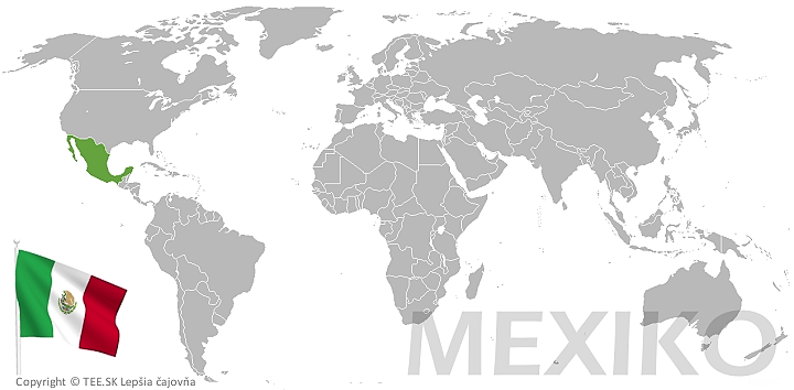 Mexiko na mape sveta TEE.SK