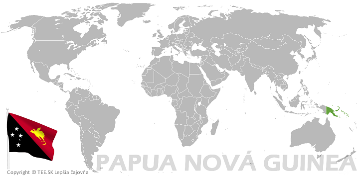 Papua Nová Guinea na mape sveta TEE.SK