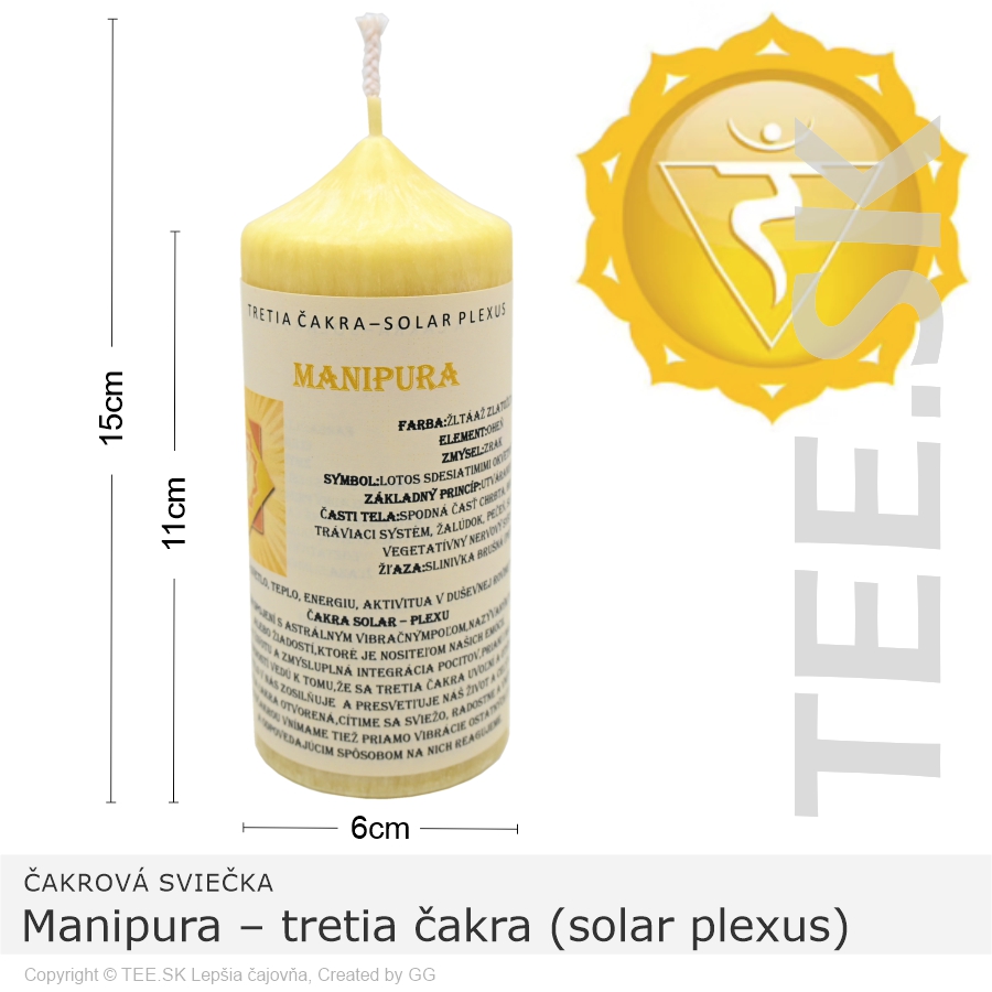 Čakrová sviečka 3. Manipura – tretia čakra (solar plexus)