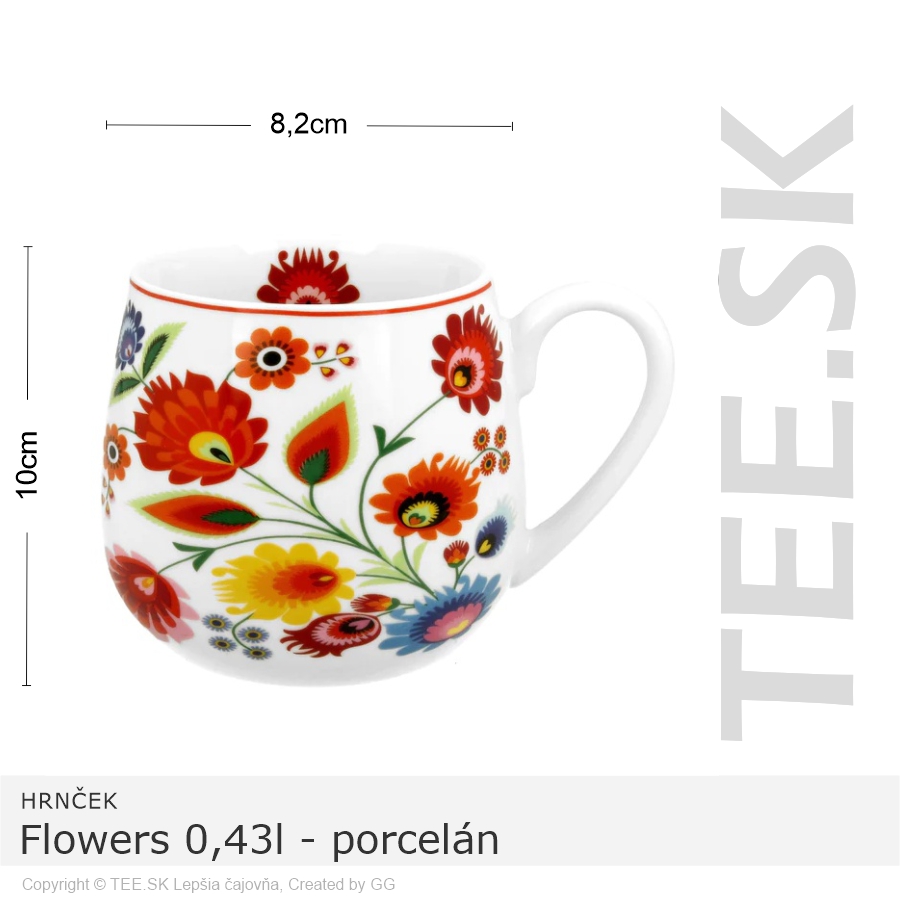 HRNČEK Flowers 0,43l – porcelán – darčeková krabička