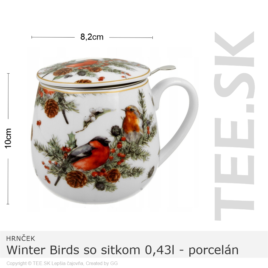 HRNČEK Winter Birds so sitkom 0,43l – porcelán – darčeková krabička