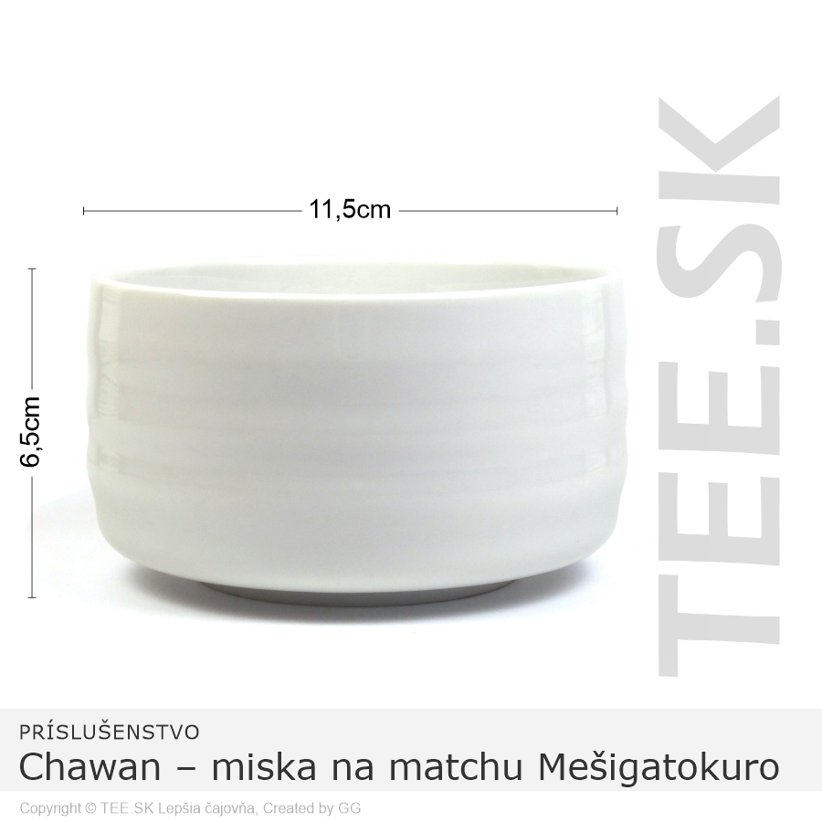 Chawan – miska na čaj matcha Mešigatokuro biela – porcelán