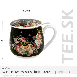 HRNČEK Dark Flowers so sitkom 0,43l – porcelán – darčeková krabička