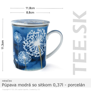 HRNČEK Púpava modrá so sitkom 0,37l – porcelán
