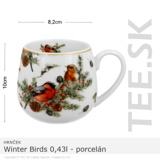 HRNČEK Winter Birds 0,43l – porcelán – darčeková krabička