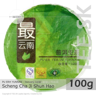 PU ERH Yunnan Scheng Cha Ji Shun Hao (100g) – lisovaný koláč