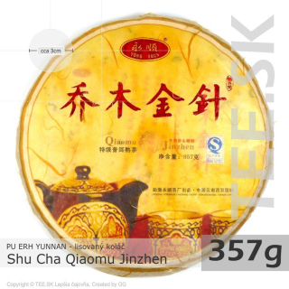 PU ERH Yunnan Shu Cha Qiaomu Jinzhen Golden Cup (357g) – lisovaný koláč